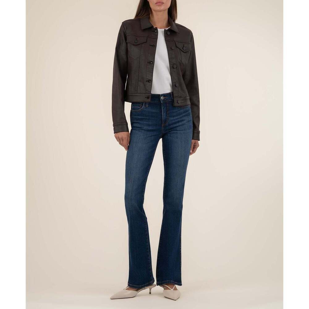 Kut from the Kloth Julia Coated Crop Jacket Size MEDIUMMEDIUM / Chocolate